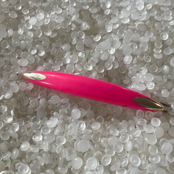 vintage barrette , neon pink with shiney gold tip… - image 1