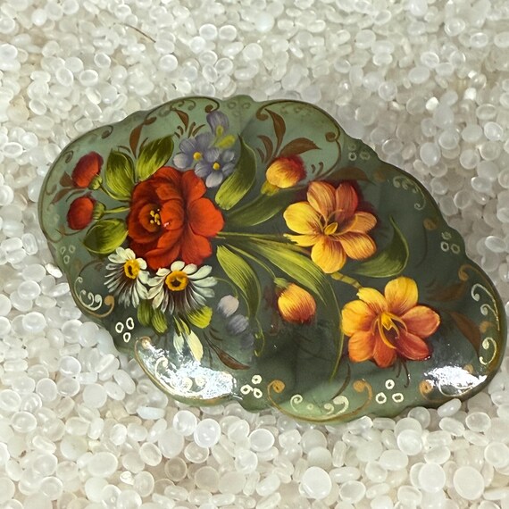 VINTAGE RUSSIAN HAND PAINTED & LACQUERED WOOD HAIR Barrette Russian Hand Painted Hair Barrette - Etsy main image 4