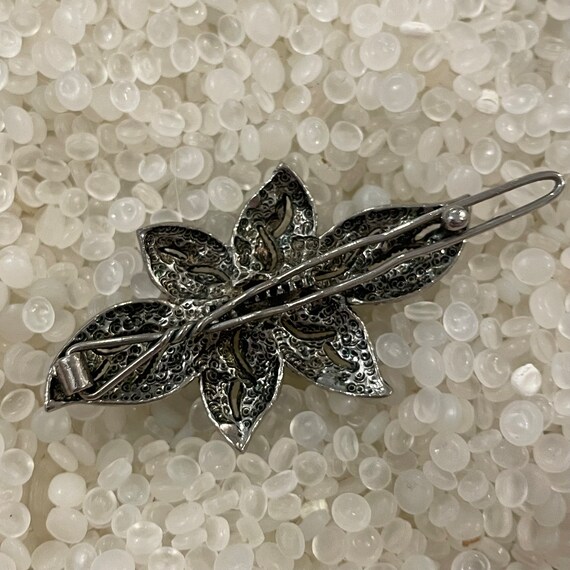 vintage barrette,metal flower  barrette, Marcasit… - image 3