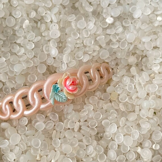 vintage barrette ,  pink circles , rose barrette,… - image 1