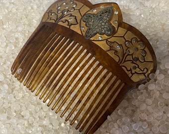 Vintage, Antique Hair Comb, 18k Gold Painted Art Deco Design Vintage, Antique Hair Comb, 18k Gold Painted Art Deco Design