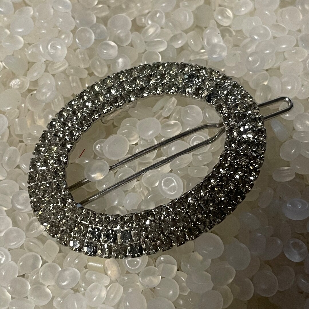 Vintage Hair Barrette , Oval Rhinestonesbarrette, Vintage 1990 Barrette