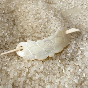 Vintage hair slide, mother of pearl hair barrette, beautiful carved MOP,