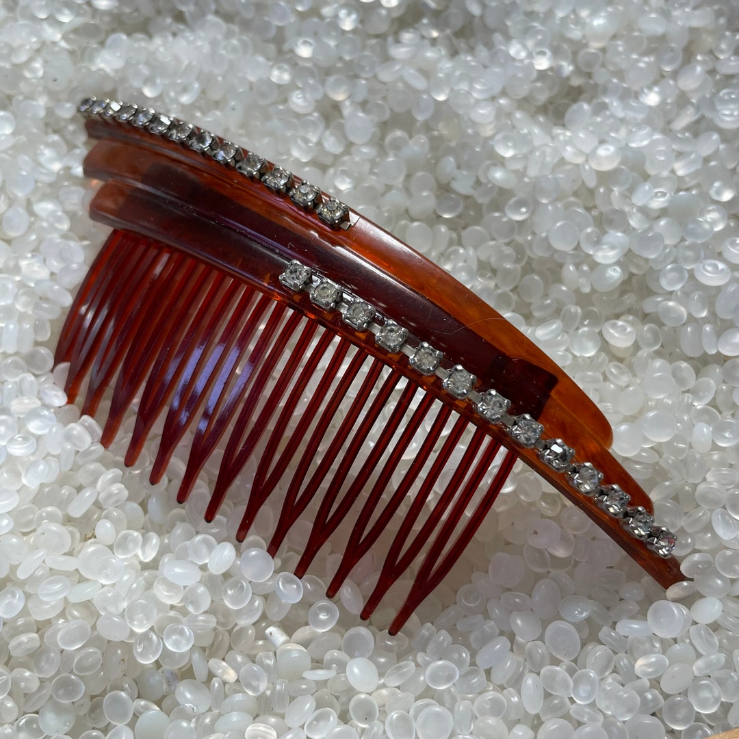 Vintage Large Hair Comb Faux Tortoise Shell Crystal Enamel Accents $_12.JPG?set_id=880000500F main image 4