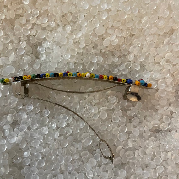 Vintage barrette, seed beads, rainbow beads, hand beaded,seed bead barrette, rainbow seed beads View 2