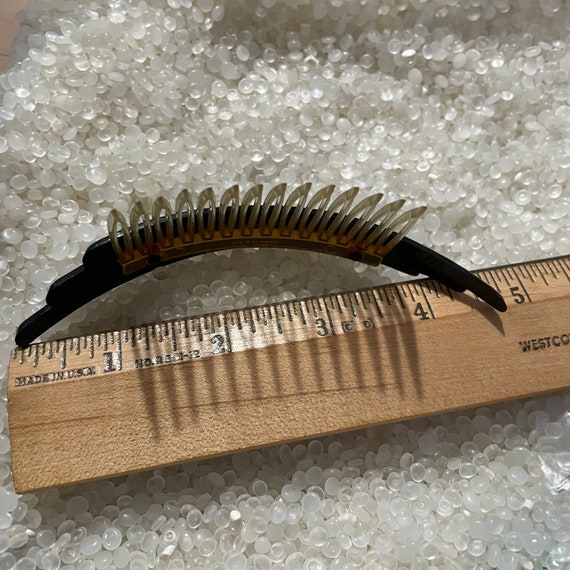 vintage hair comb, Black with rhinestones, vintag… - image 5