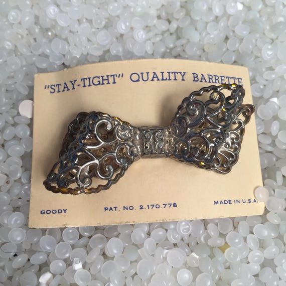 vintage barrette vintage 1940s antique gold, deli… - image 1