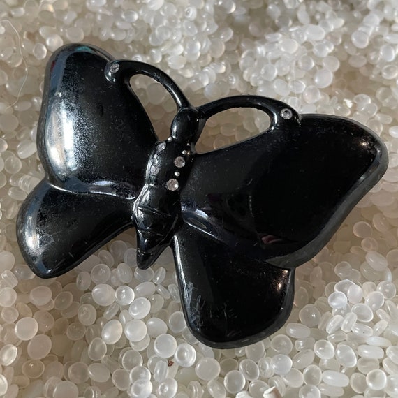vintage barrette, black butterfly,  very large but