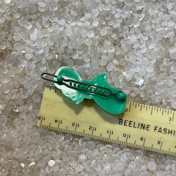 vintage hair barrette,  soft green, diamond cut b… - image 3