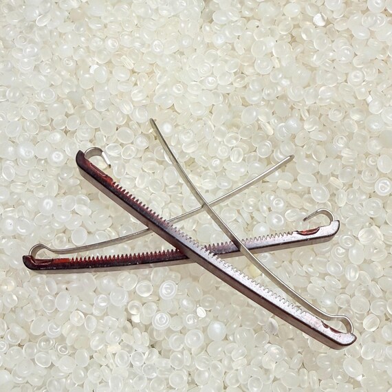 vintage barrettes, narrow barrette, Goody barrettes, long narrow barrettes,  longer size 3 inch , burgundy brown,W11 View 4