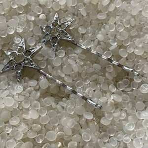vintage rhinestone hairpin, vintage rhinestone stars hair pins, bobby pins , true vintage, I12 image 7