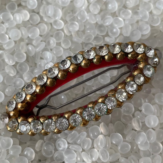 Vintage barrette, rhinestone barrette, vintage 194