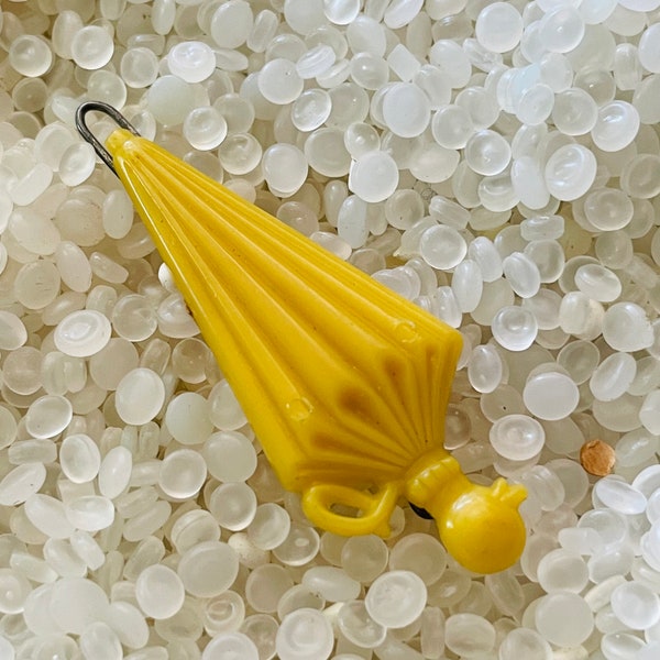 vintage barrette, yellow umbrella, vintage 1950s barrette, duck head handle