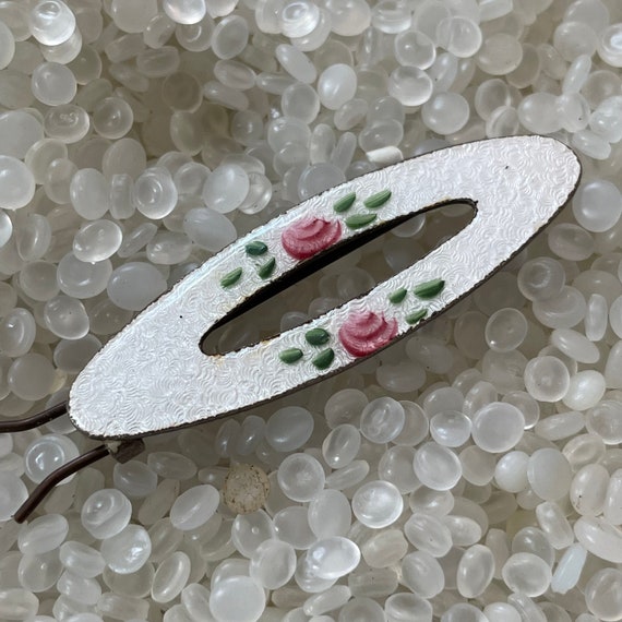 vintage hair barrette , Rose  barrette, Enamel Gu… - image 4