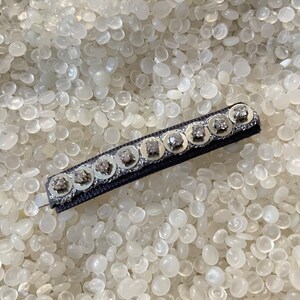 vintage hair barrette, black vintage barrette, gray sequins ,clear rhinestone ,bs12
