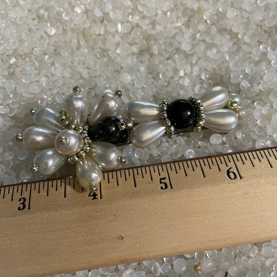 vintage hair barrette , black bead, raindrop pear… - image 3