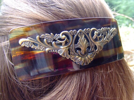 Vintage barrette,  faux tortise shell barrette , … - image 5