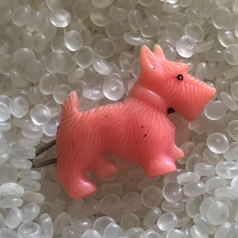vintage barrette Tilco vintage children scottie dog little pink dog old barrette dog barrette A