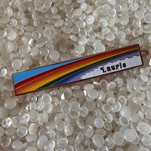Vintage  barrette ,name barrettes,Laurie  , enamel barrettes, rainbow barrette, ooak ,