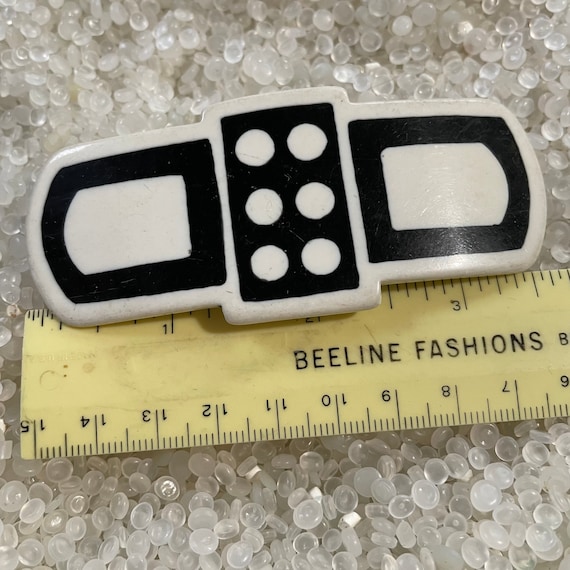 vintage barrette, black and white barrette, vinta… - image 2