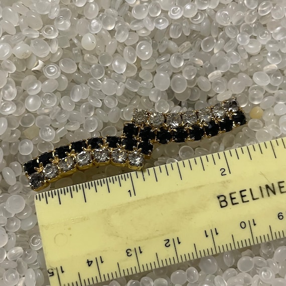 Vintage barrette ,row of  black and clear rhinest… - image 2