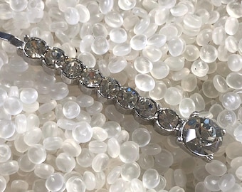 vintage barrette, hair pin, large clear stones,rhinestones ,V0