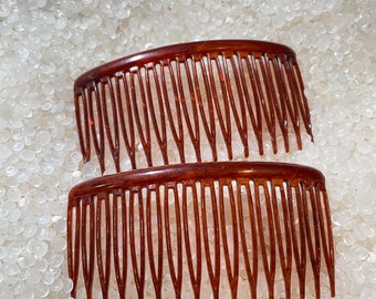 peines de pelo vintage tapas delgadas de 3 pulgadas de ancho, retro de la década de 1970, carey falso, k8
