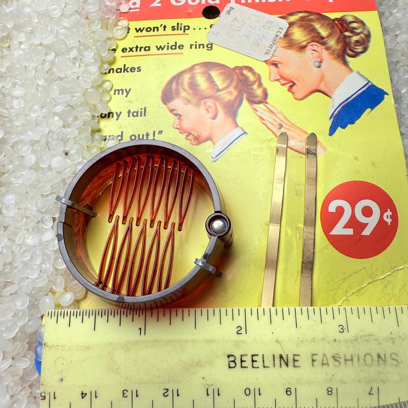 Bobby Ruler Vintage Hair Accessory, Ring Comb ,ponytail Holder ,gold Hair Pins ...