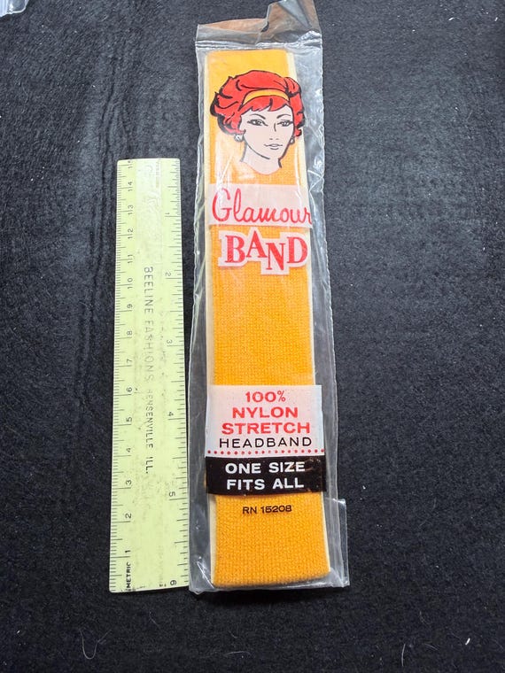 Vintage headband, stretch headband , 100% nylon headband ,orange headband , Vintage 1960s headband,cantaloupe color