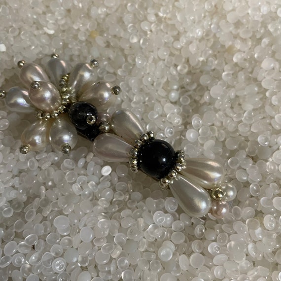 vintage hair barrette , black bead, raindrop pear… - image 4