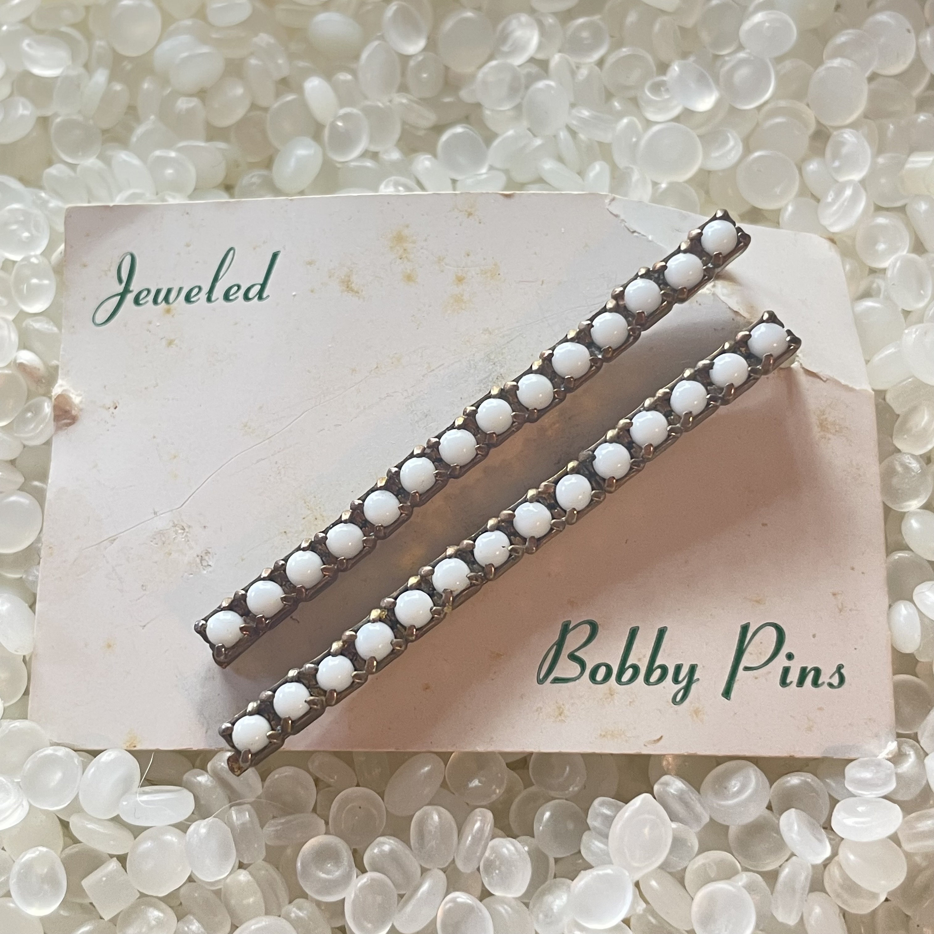Vintage Bobby Pins, Unique Milk Glass, Glass Hair Clip,bobby  display picture 2