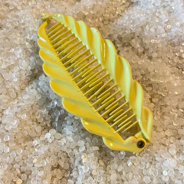 accessoire pour cheveux vintage, support pour queue de cheval, clip cascade, barrette jaune doux, clip cascade 1980