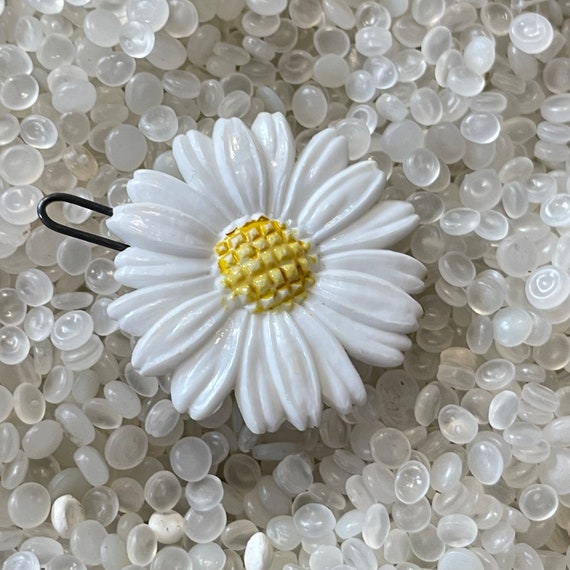 vintage barrette, white flowers , white daisy,  g… - image 2