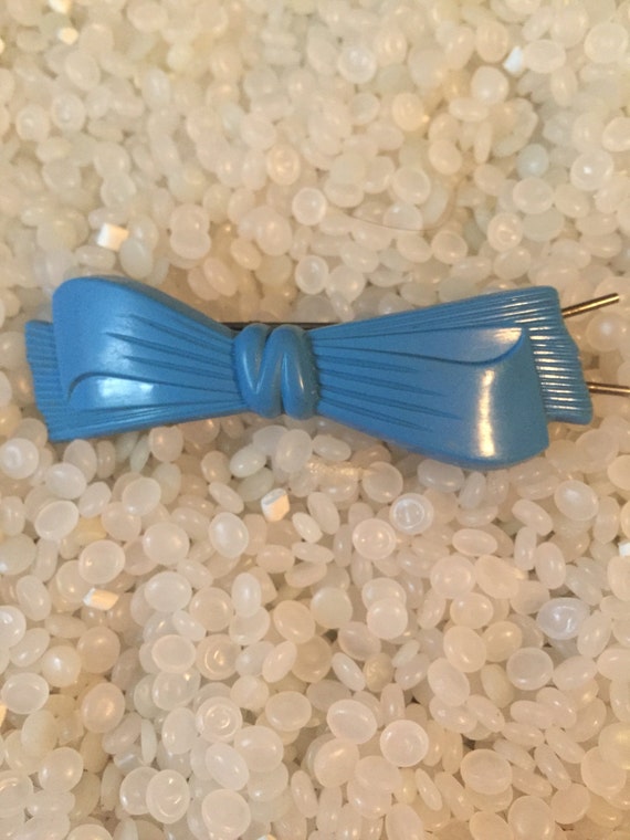 vintage hair barrette blue bow , vintage children… - image 1