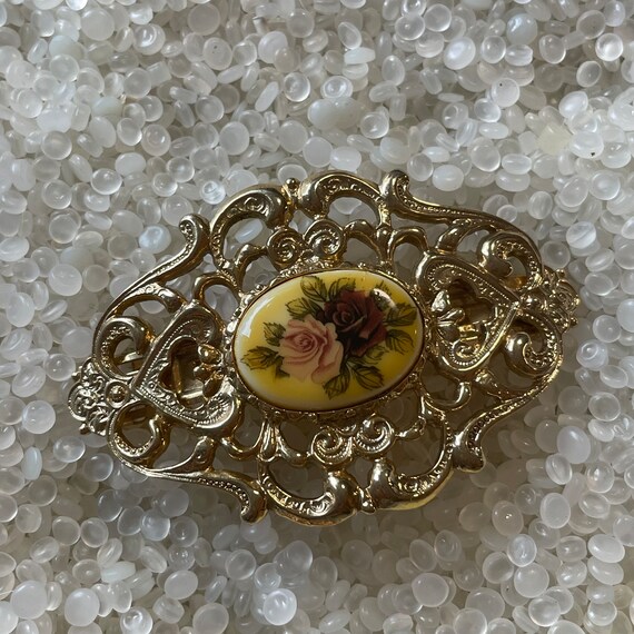 Vintage Barrette Beautiful Filigree Gold Tone, Ornate  display picture 1