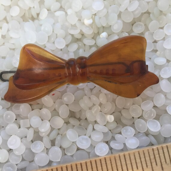 vintage barrette,vintage 1940 barrette, amber bar… - image 2