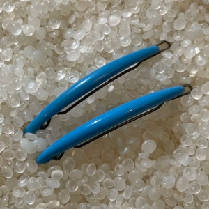 Vintage barrette, narrow blue barrettes, slender barrette, rare pair, t44
