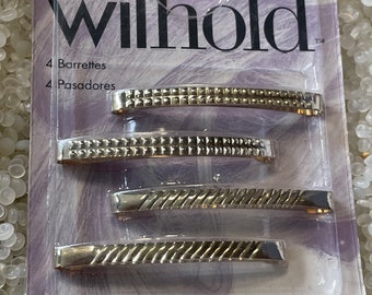 vintage Brookcraft Gold mesh barrette clip Vintage 80s Antique Gold Tone Mesh Rectangle Barrette Hair  main image 4