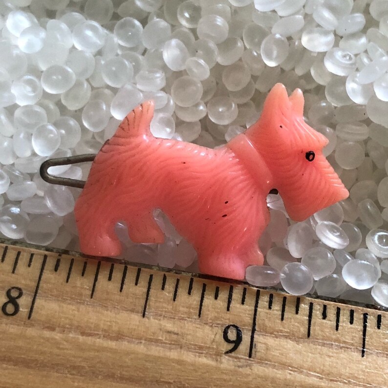 vintage barrette Tilco vintage children scottie dog little pink dog old barrette dog barrette A