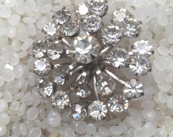vintage barrette, rhinestones vintage, 1950s Barrette, large cluster of rhinestones, glamour hair accessory, hk73