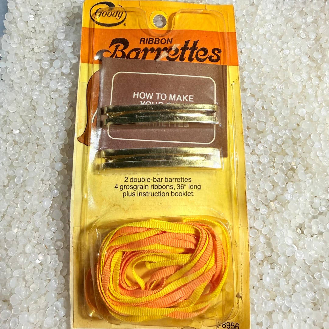 1980's Barrette, Ribbon Barrettes, NEVER USED ,goody Barrette, Peach ...