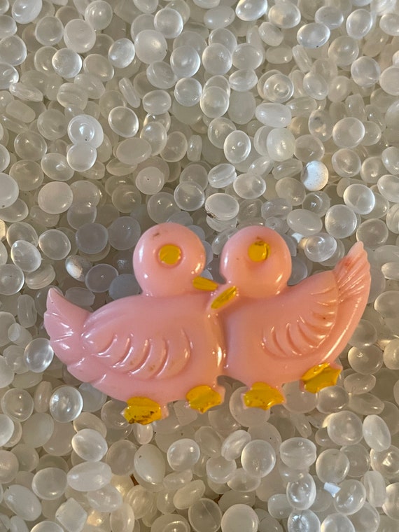 vintage barrette, little pink ducks,children barr… - image 1