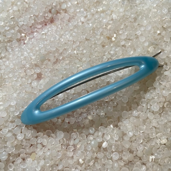 vintage  hair barrette,  soft blue barrette, large