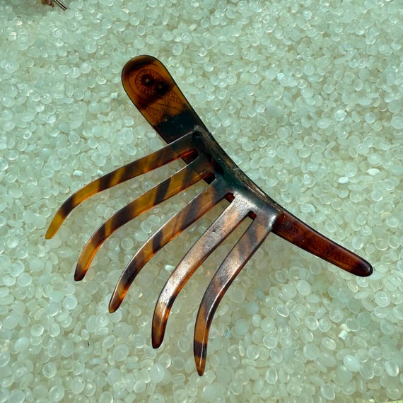 Antique tortoiseshell comb, paste rhinestone, hai… - image 6