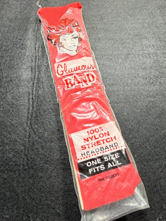 Vintage headband, stretch headband , 100% nylon headband ,red  headband , Vintage 1960s headband,apple red color