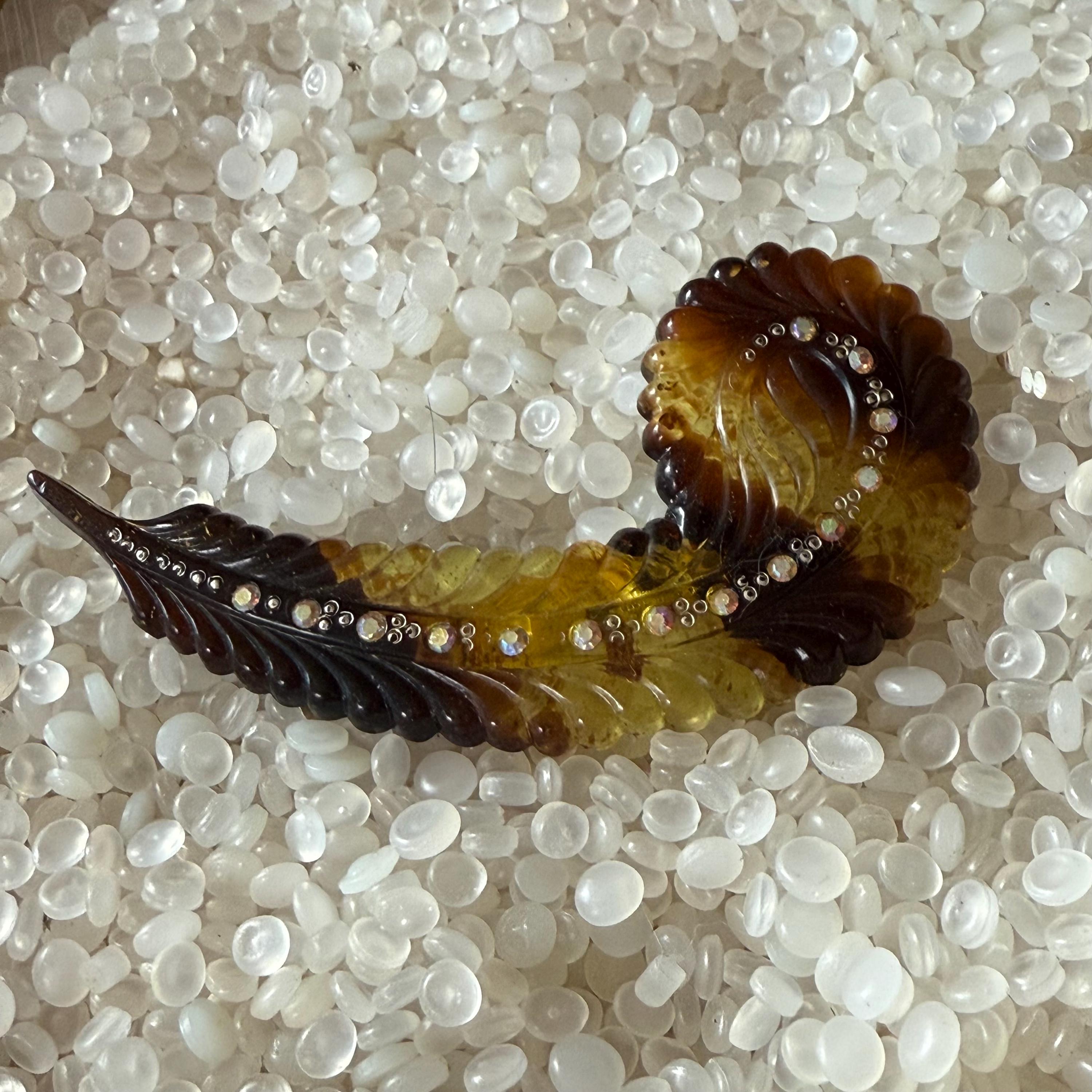 Vintage French Celluloid Tortoise Amber Feather Rhinestone Hair Clip Amazon.com : 2PCS French Design Hair Barrette Tortoise Shell  main image 3