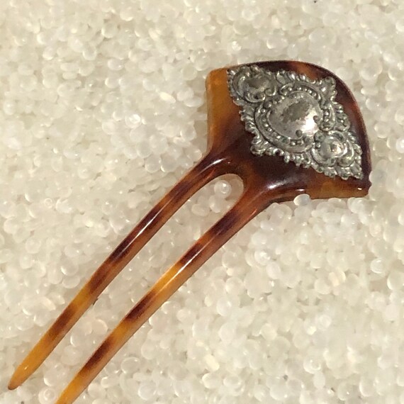 Retro brass antique silver plated bun hair fork
