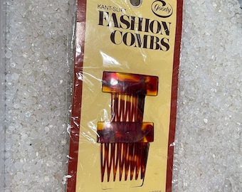 Vintage hair combs , still on card, vintage 1975  combs , faux tortoiseshell combs  , plastic combs,yk71
