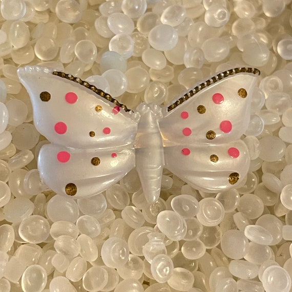 vintage barrette, soft white  butterfly, vintage … - image 1