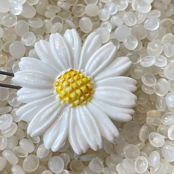 vintage barrette, white flowers , white daisy,  g… - image 1